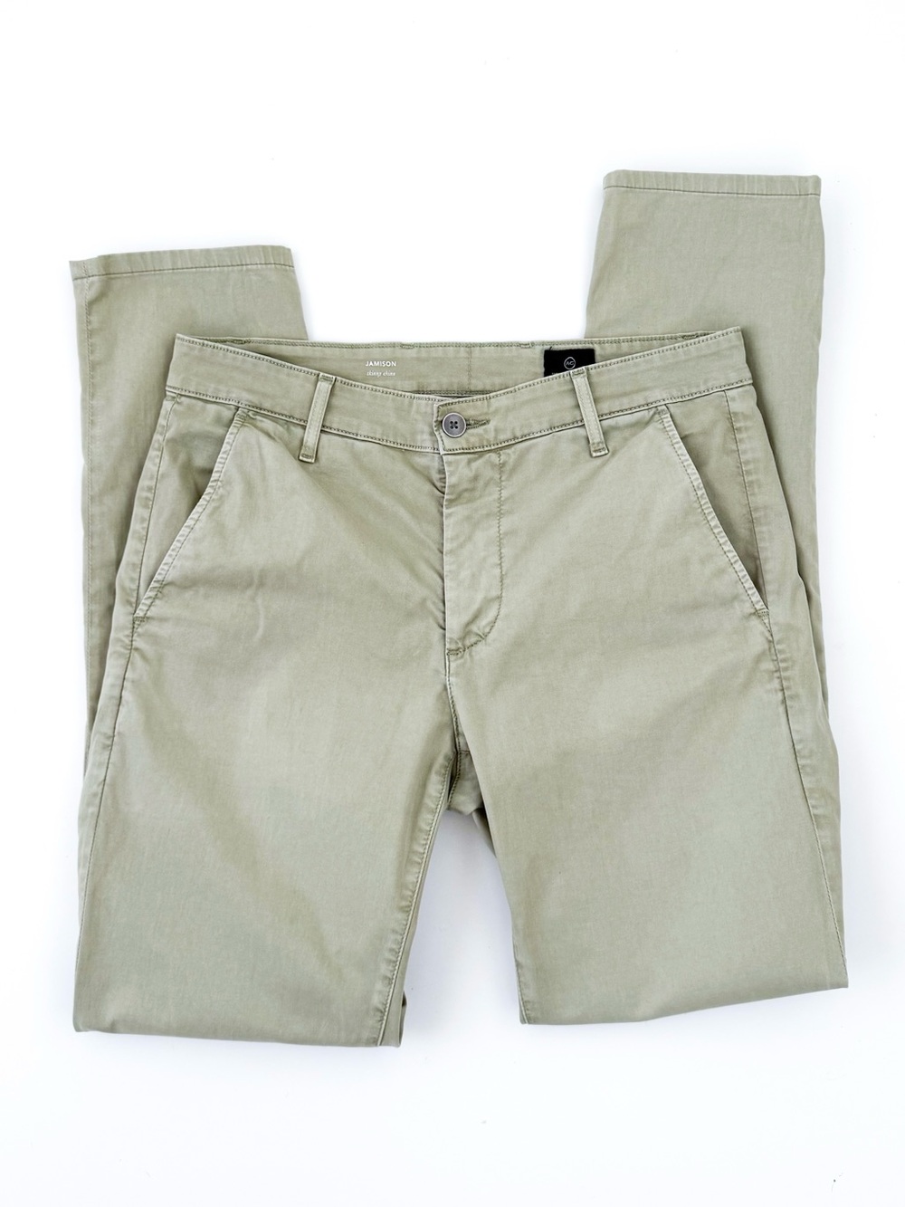 NEW Ag Adriano Goldschmied Men's Chino Pants Light Olive Green Washed Cotton 31